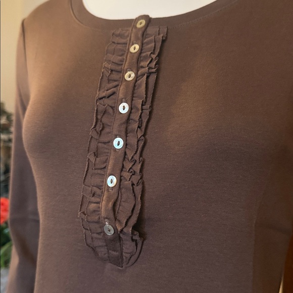 NWT northern reflections size small cotton Brown Button-Front Women's Top - Picture 4 of 6
